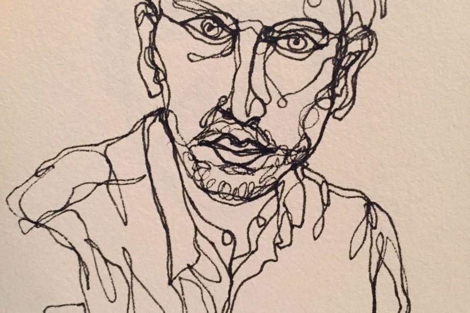 Pen drawing of Rutger Bregman