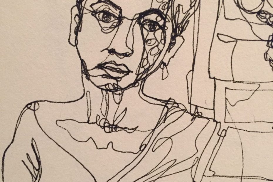 Pen drawing of Sally Man