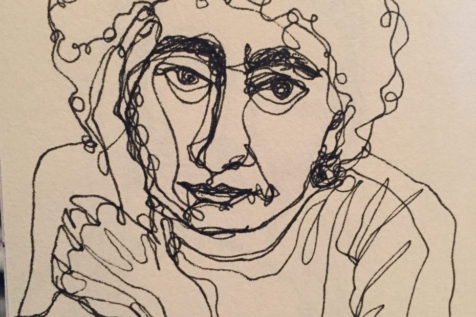 Pen drawing of Anni Albers